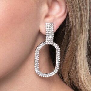 Paparazzi Jewelry Accessories - Guarded Glitz - White Earrings - NEW!!
